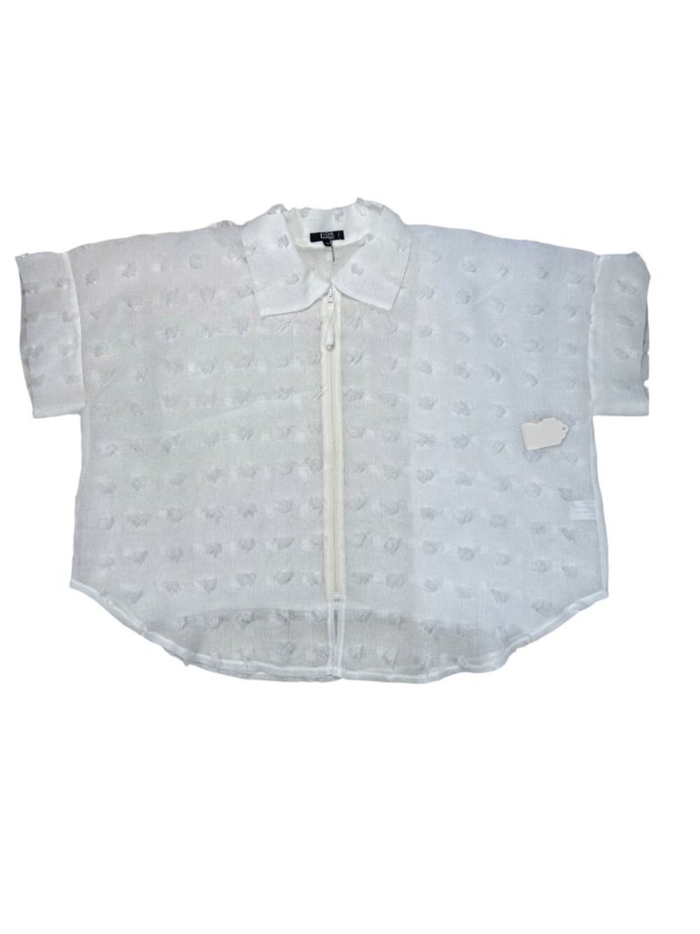 Lior Paris Eyelash Jacket OS White Wearable Art 3D Sheer Chiffon Blouse Teacher